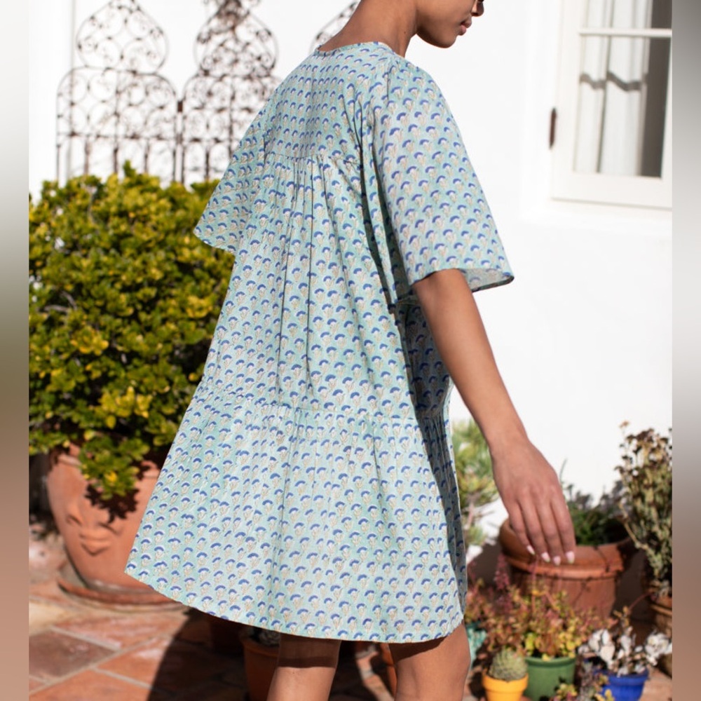 Emerson Fry Amelia Button Mini Dress Crescent Flower Kashmir Cotton | XS / S - Picture 2 of 8